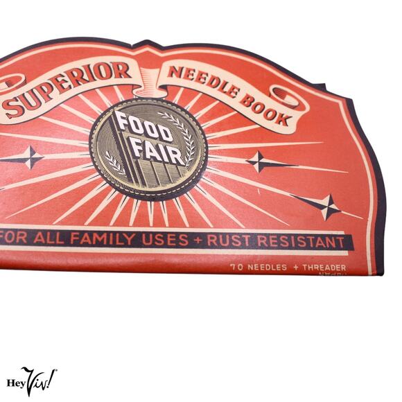 Vintage Food Fair Sewing Needle Book 70 Needles Threader Original Paper -Hey Viv - Picture 3 of 8